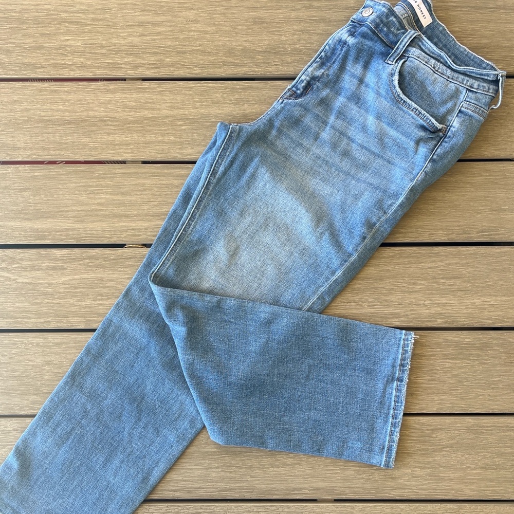 Flying Monkey Petite High Rise Stretch Ankle Jeans 32P Light Wash